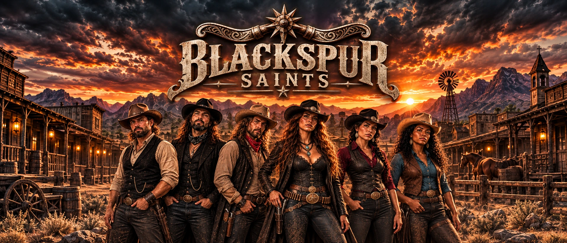 Blackspur Saints in a Western frontier town